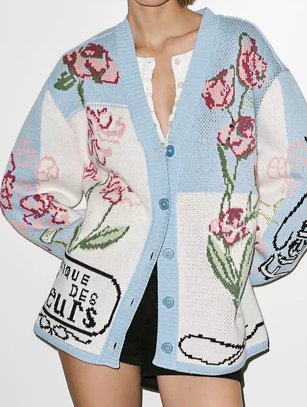 NWT Anthro Oversized Floral V-Neck Cardigan Sweater 1X/2X